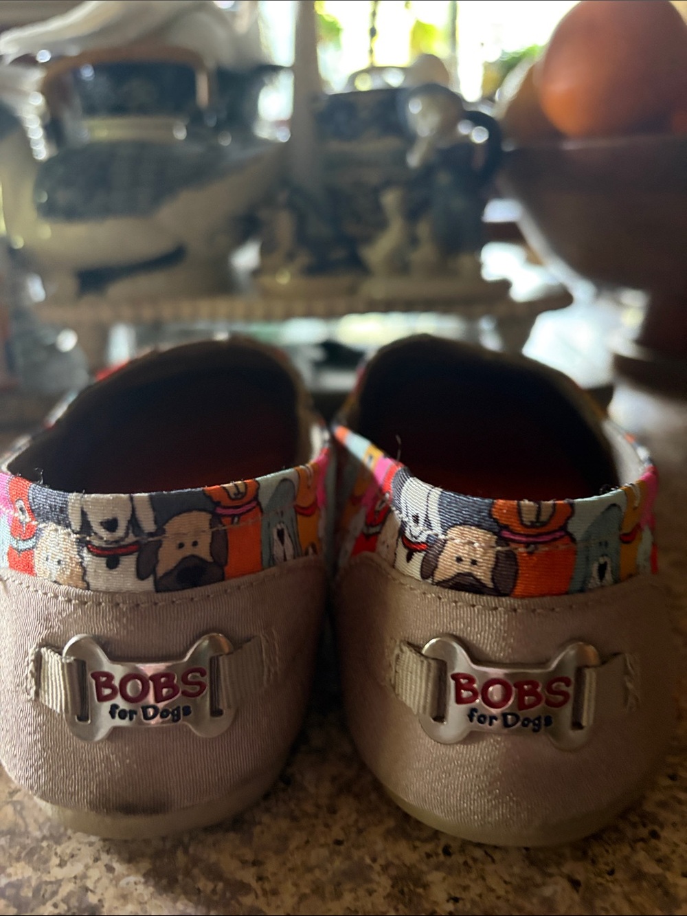 BOBS from Skechers Kids Slip-On Shoes in Gray with Multicolor Dog Trim